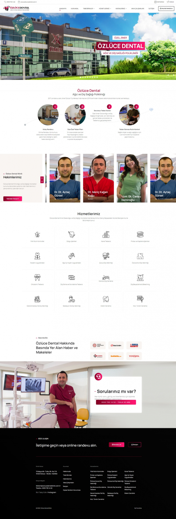 Kurumsal Site ozlucedentalklinik.com Web Site Tasarımı & Yazılımı